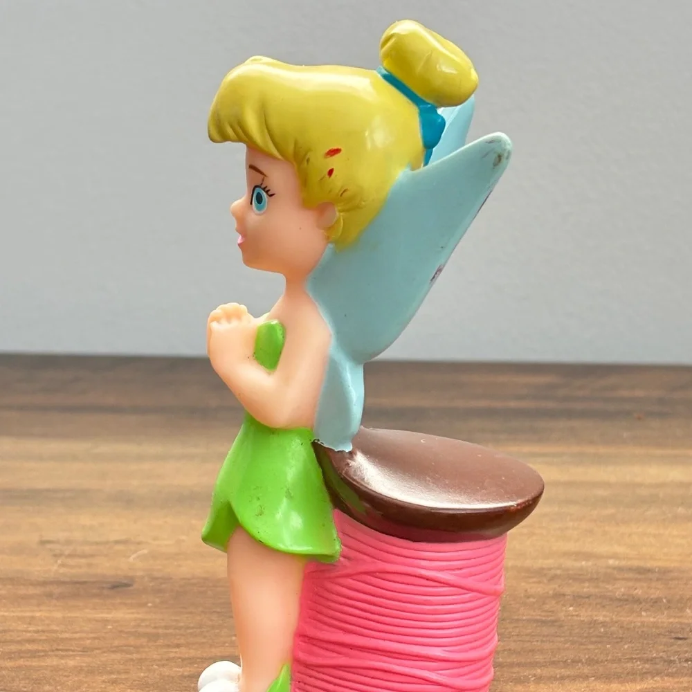 VINTAGE Disney Peter Pan TINKERBELL Fairy Spool Yarn Bath Toy Figure Cake Topper
